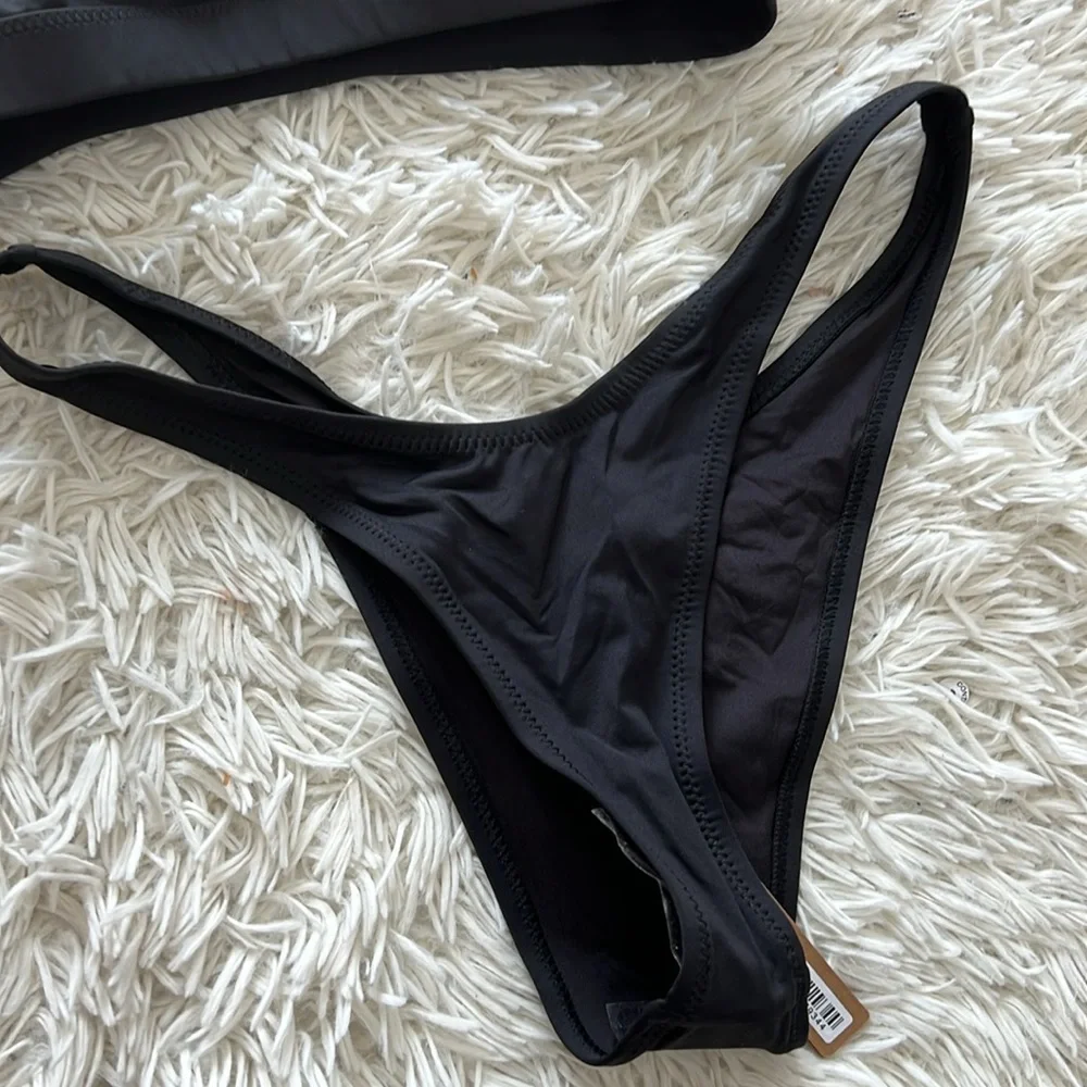 Skims Signature Swim Cheeky Tanga Bottoms and Tank Bikini Top- Onyx in Set